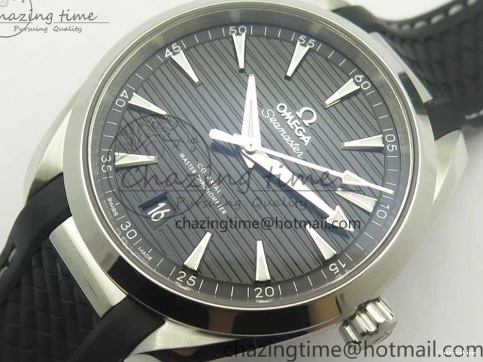 0308 Aqua Terra 150M Master Chronometers VSF 1:1 Best Edition Black Dial SS Hand on Black Rubber Strap A8900 Super Clone Unisex 8005